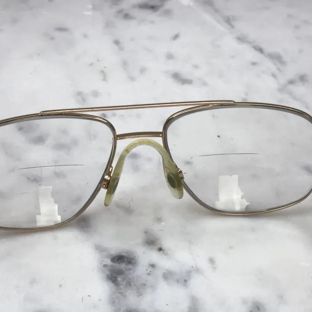Vintage Marcolin MOD 6355 COL GEP Gold Aviator Eyeglasses Frames Only 56-17-145